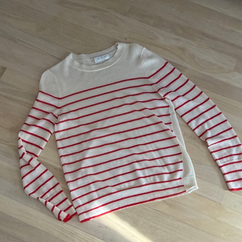 A.L.C. Wool Red and Cream Striped Sweater